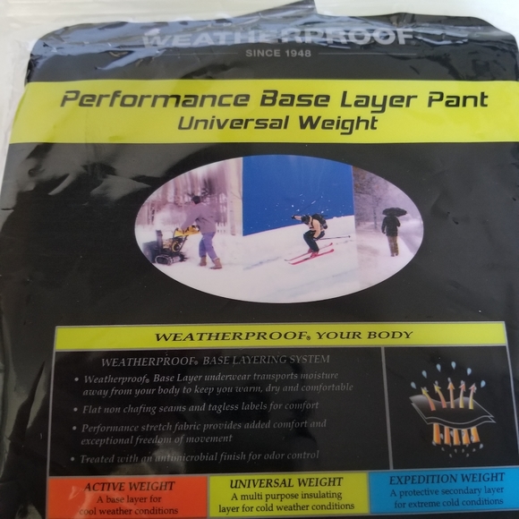 Mens Weatherproof Performance Base Layer Pant Black Size Medium Waist 32-34 - Picture 3 of 5